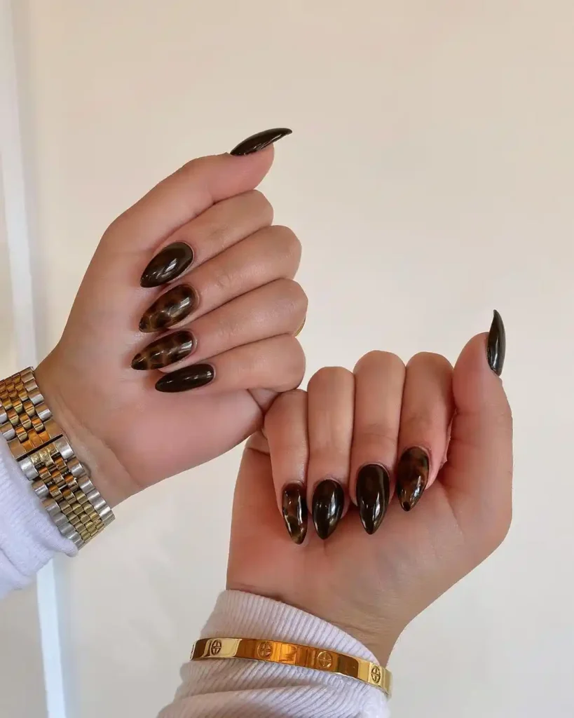 Tortie and Mocha Gel Fall Nail Ideas