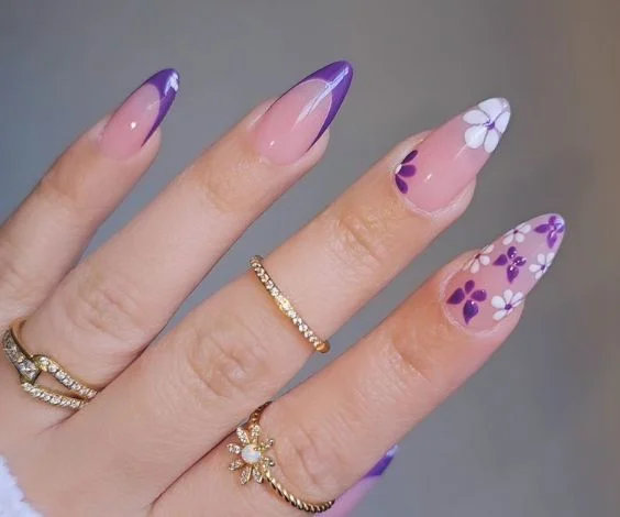 Amethyst Aura Almond Nails