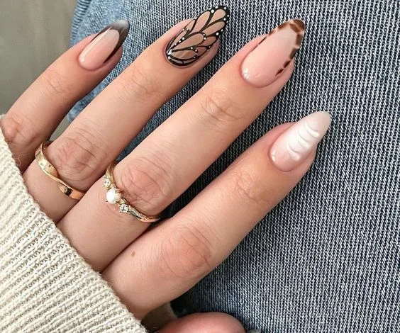 Butterfly Almond Nails