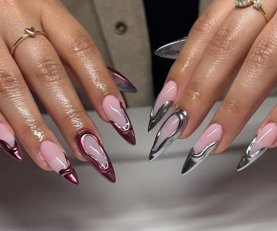 Chrome Almond Nails