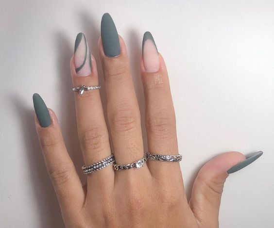 Gray Almond Nails Shape