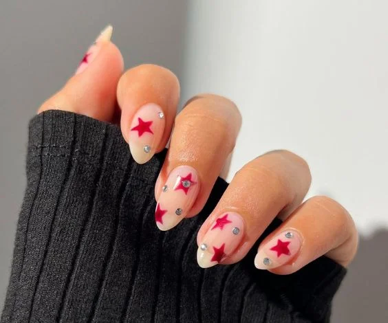 Starry Almond Nails