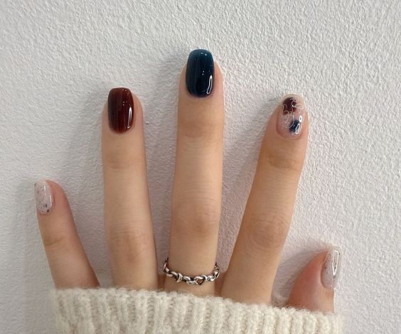 Winter nails with cute blob patterns