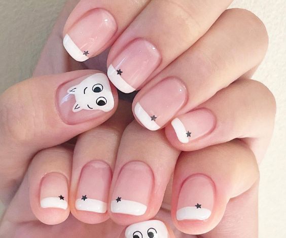 Cute character nail art for winter