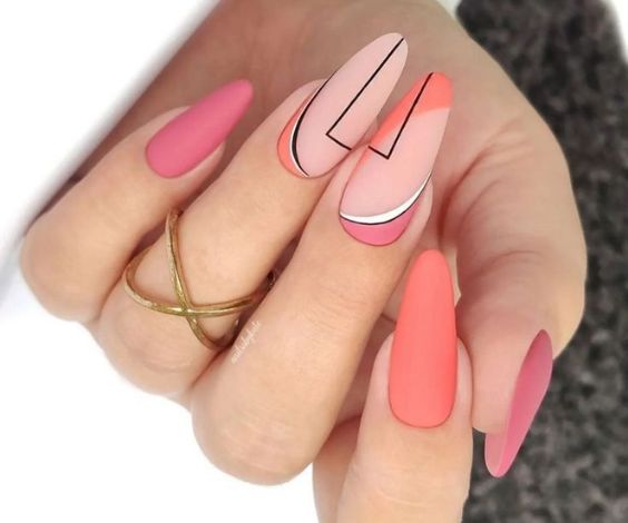 Matte abstract dip nails with a chic winter aesthetic