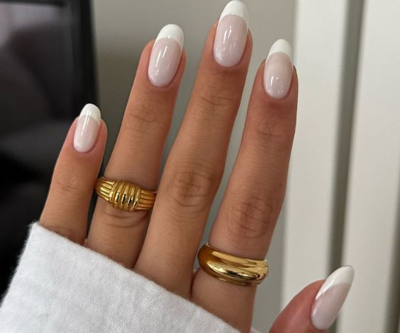 Classic white French tip nails for winters